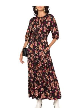 Kate Spade floral bouquet silk blend maxi dress small